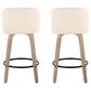 LumiSource Toriano Swivel Counter Stool with Cream Faux Leather Upholstery in Whitewashed and Black (Set of 2), , large