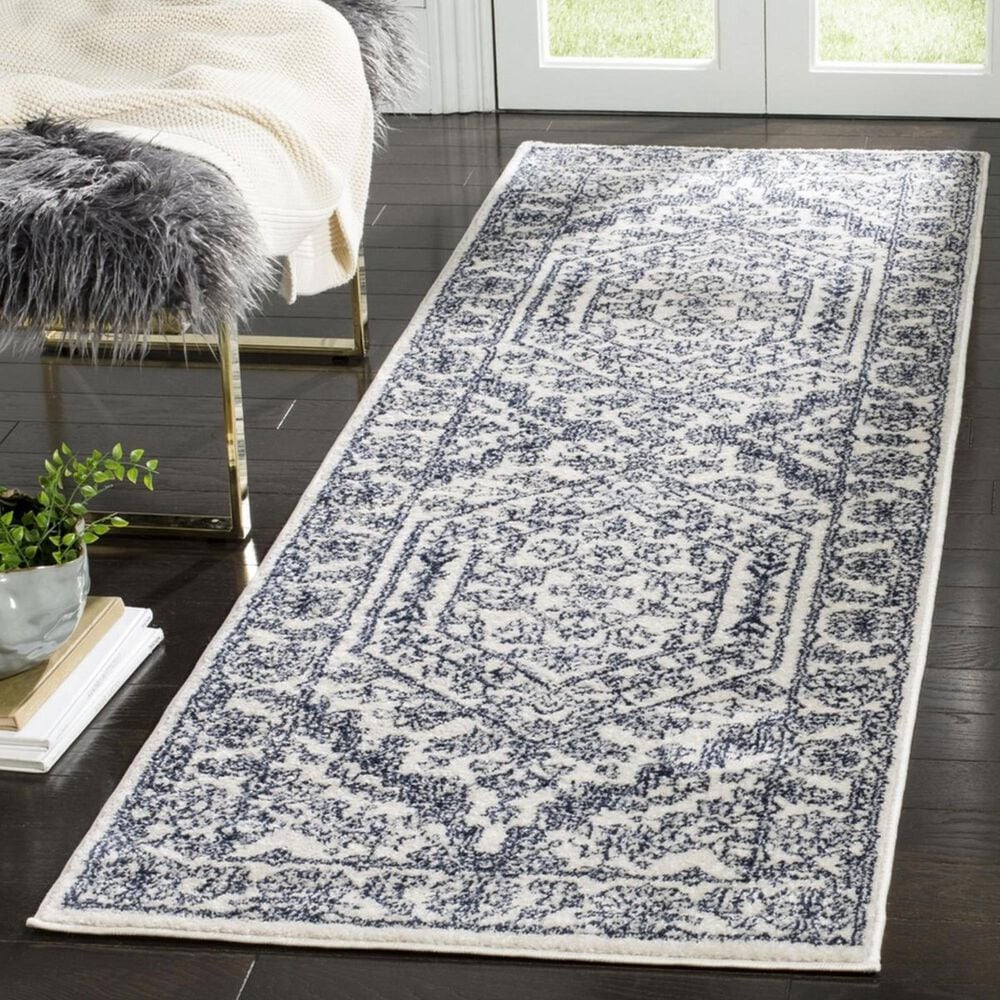 Safavieh Adirondack ADR108R 2"6" x 8" Ivory and Navy Runner, , large
