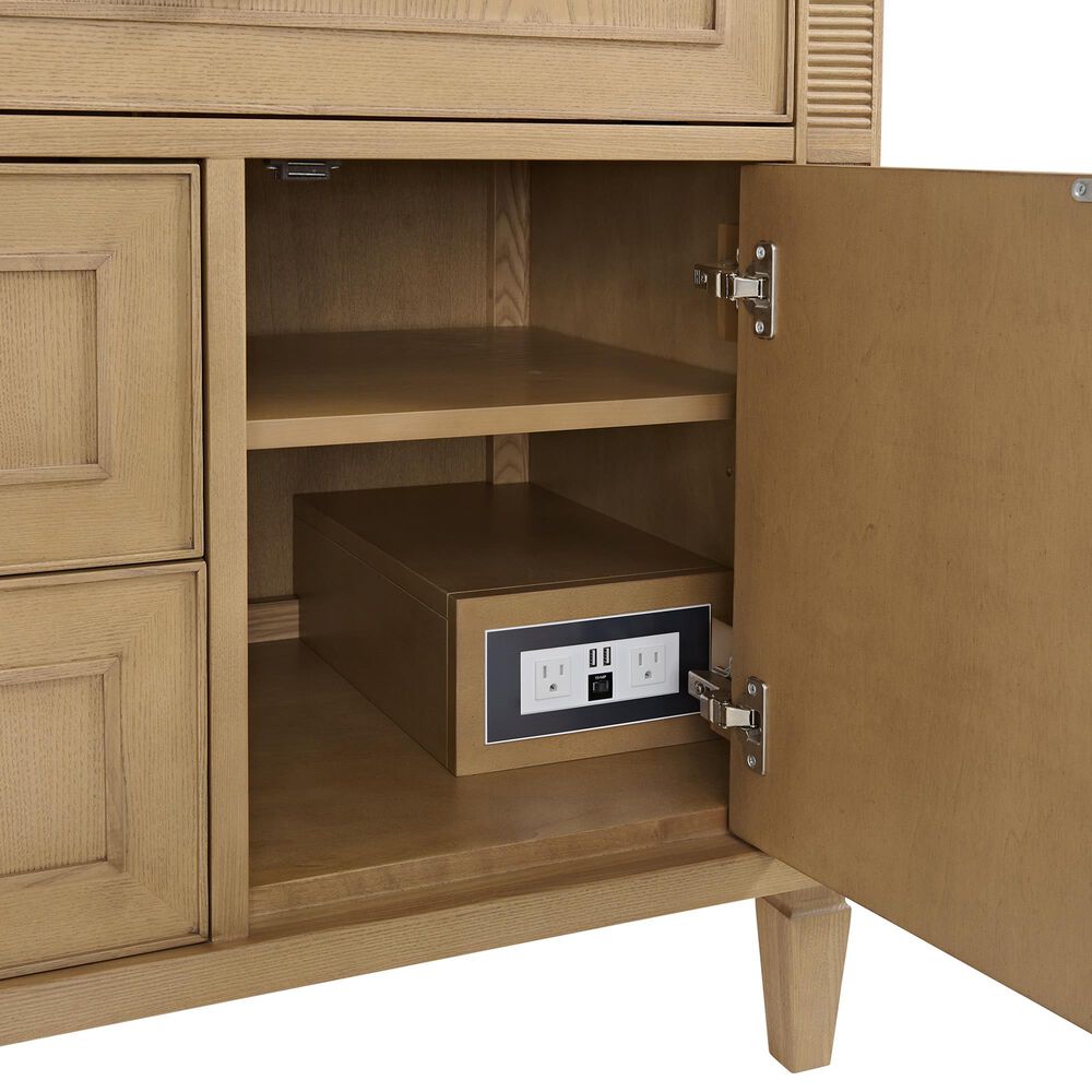 James Martin Vanities Lorelai 36&quot; Single Vanity in Light Natural Oak with 3 cm Carrara White Marble Top, , large
