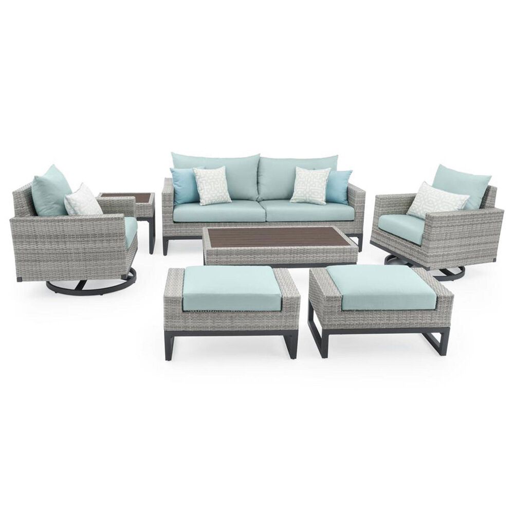 RST Brands Milo 7-Piece Patio Motion Deep Seating Set with Spa Blue Cushion in Gray, , large