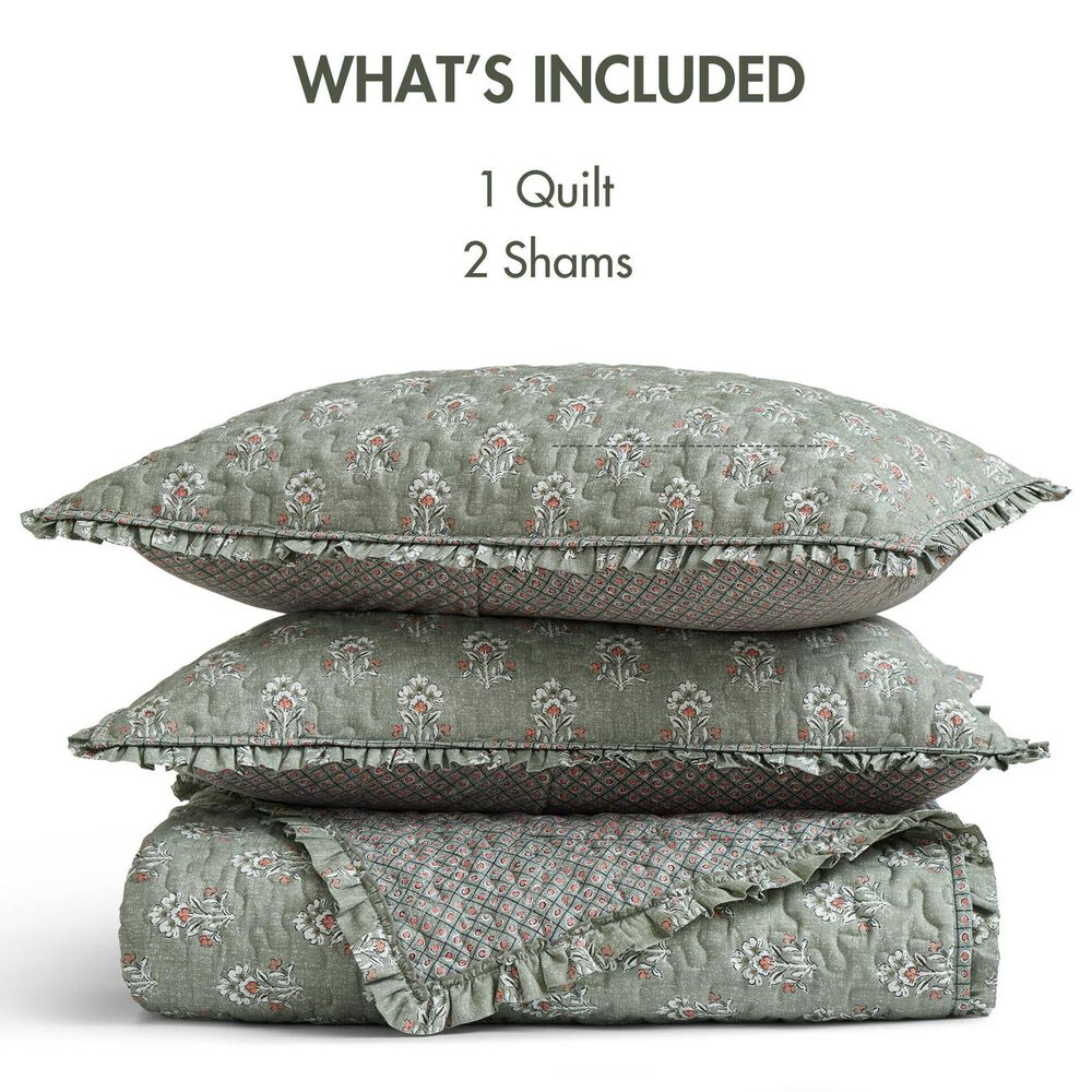 Hampton Park Linwood 3-Piece Queen Quilt Set in Sage Green, , large