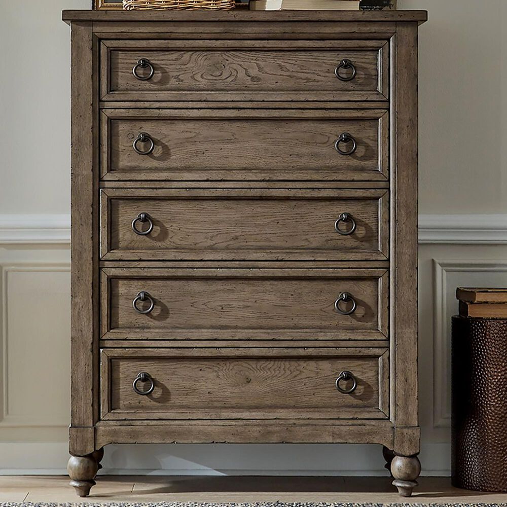 Belle Furnishings Americana Farmhouse 5 Drawer Chest in Dusty Taupe and Black, , large