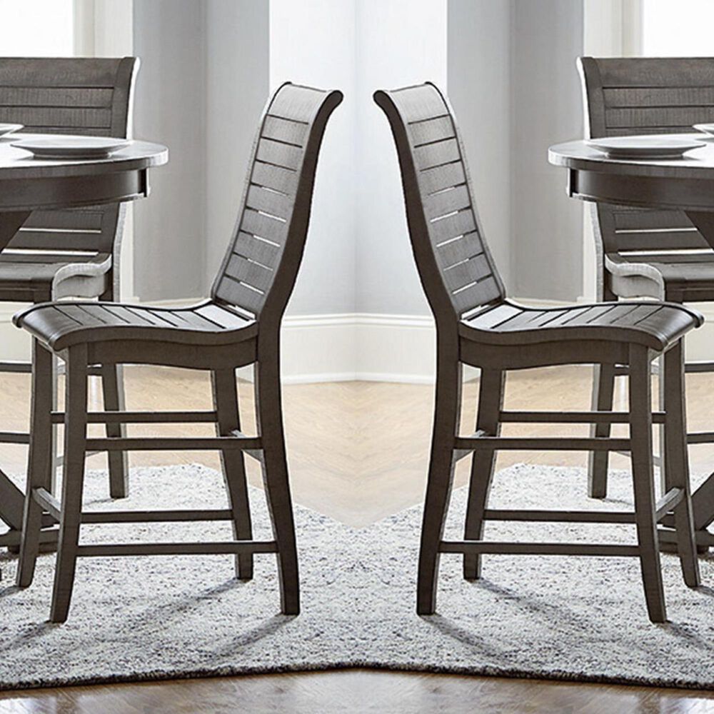 Tiddal Home Willow Counter Chair in Distressed Dark Gray (Set of 2), , large