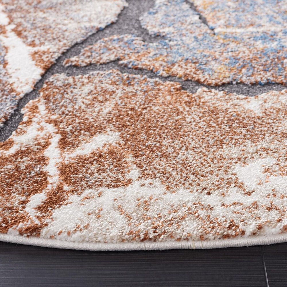 Safavieh Cyrus Shag CYR140F CYRUS SHAG 6&#39;7&quot; Round Grey and Rust Area Rug, , large