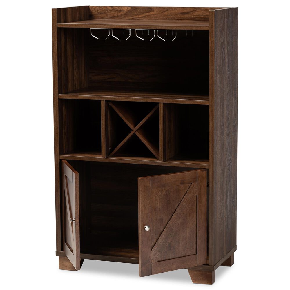 Baxton Studio Carrie Wine Storage Cabinet in Walnut, , large