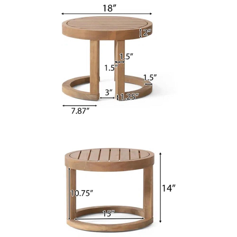 Hearth and Haven Round Patio Side Table in Brown, , large