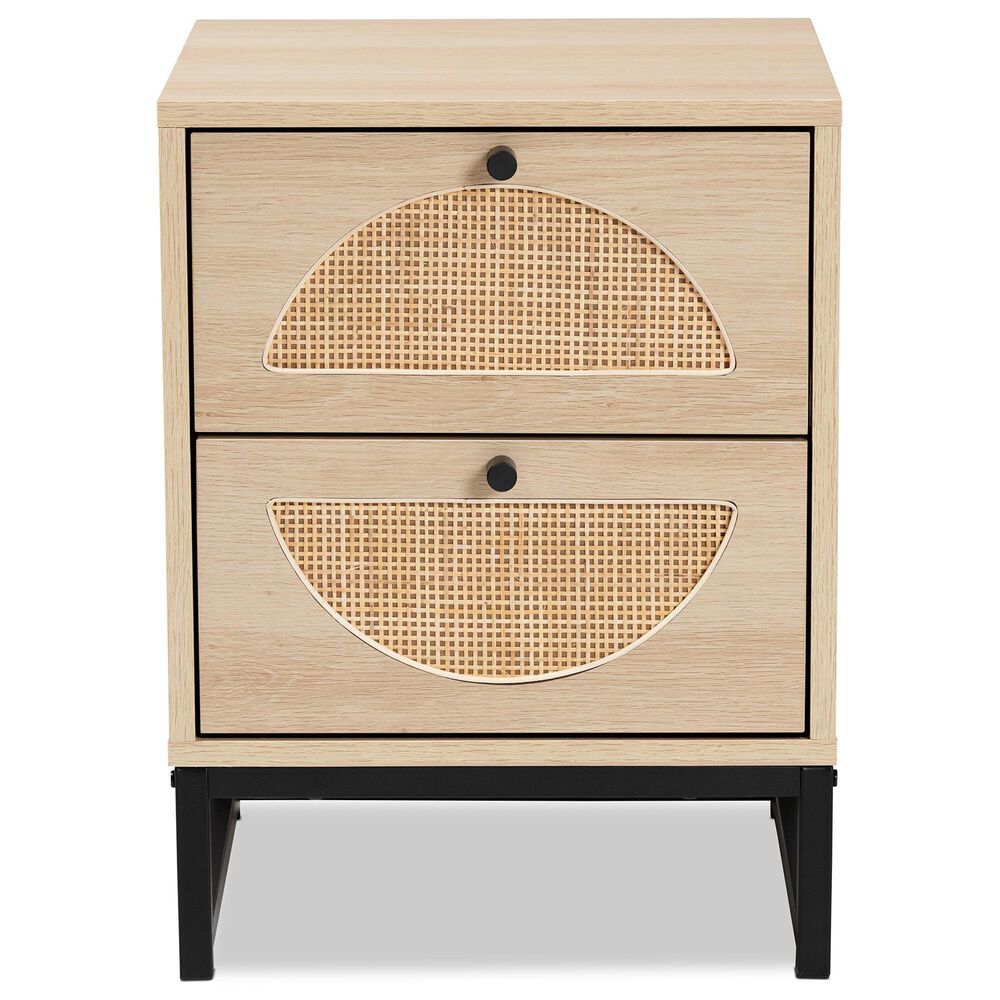 Baxton Studio Ardon 2-Drawer End Table in Light Brown and Black, , large