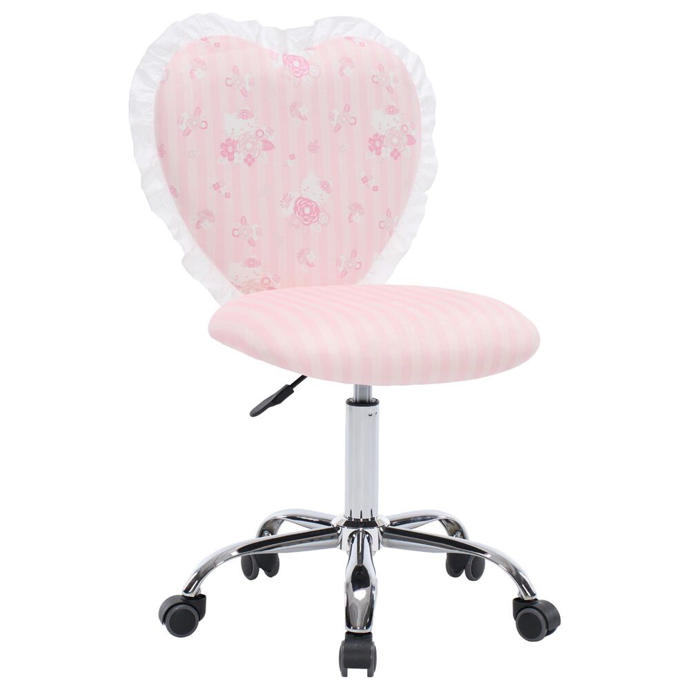 Impressions Vanity Hello Kitty Floral Heart Vanity Chair with Light Pink Cushion in Silver, , large