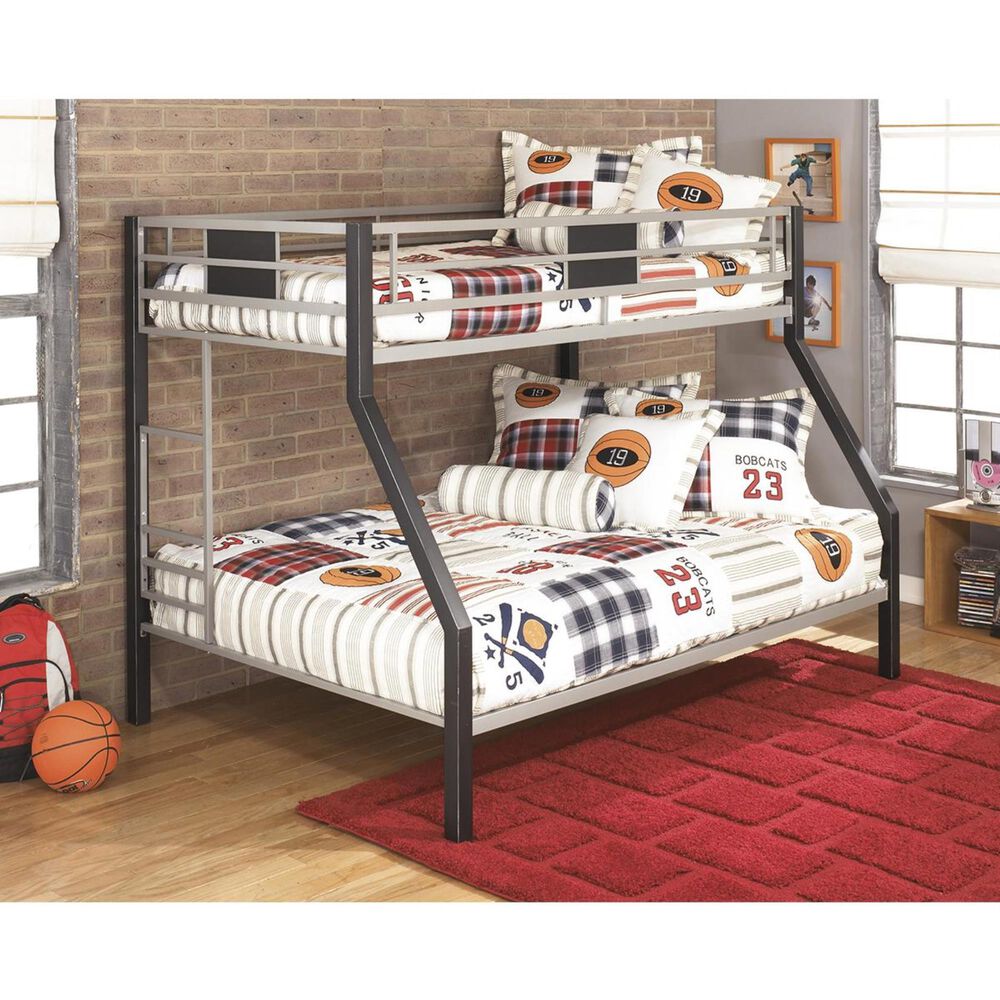 Ashley Twin over Full Bunk Bed in Black and Silver, , large