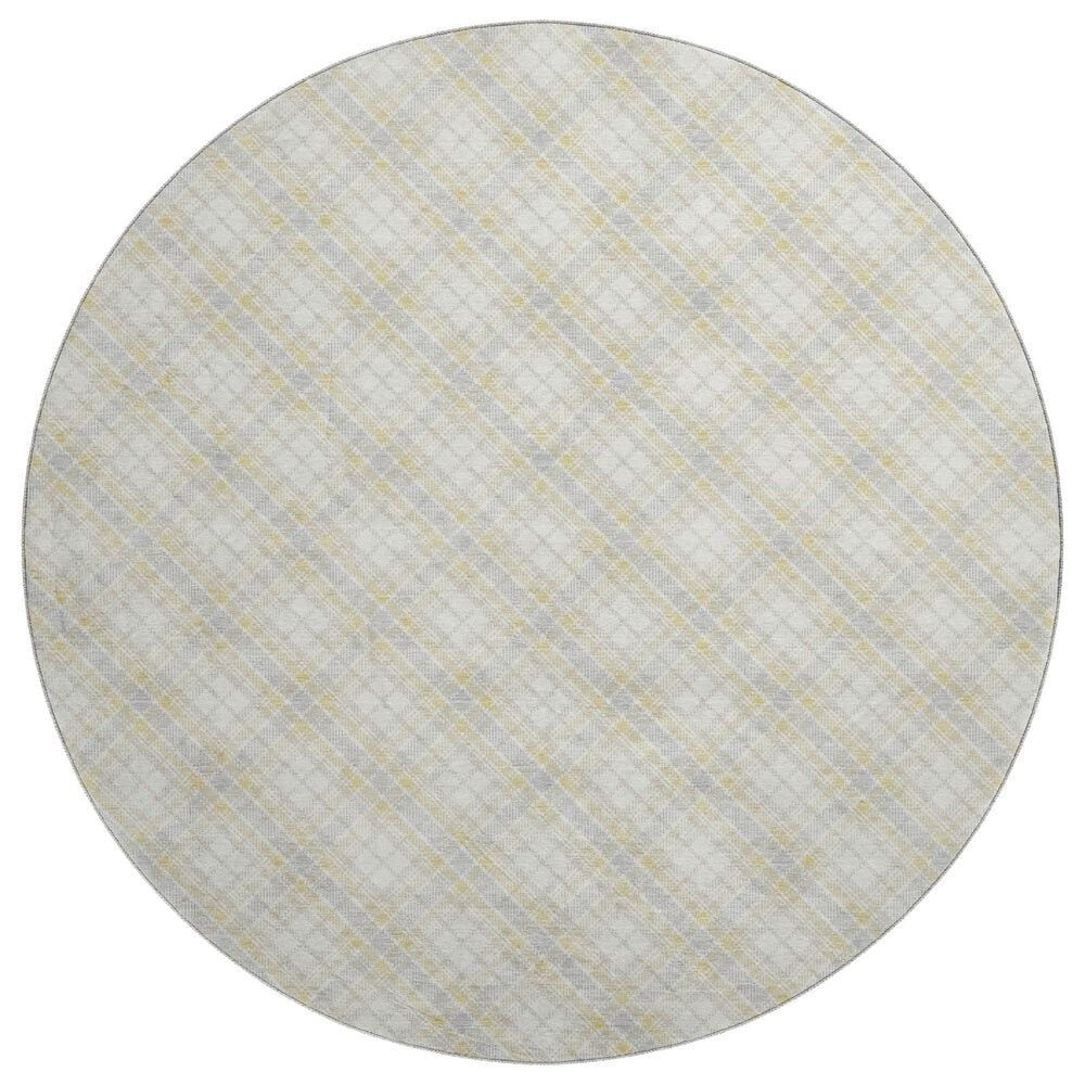 Dalyn Rug Company Soft Essentials Plaid Wheat 8" Round Indoor/Outdoor Area Rug, , large