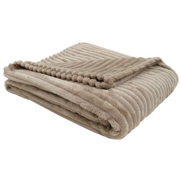 Monarch Specialties 50" x 60" Ultra Soft Ribbed Throw in Beige, , large