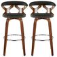 LumiSource Gardenia Swivel Fixed-Height Bar Stool with Charcoal Fabric Upholstery in Chrome and Walnut (Set of 2), , large