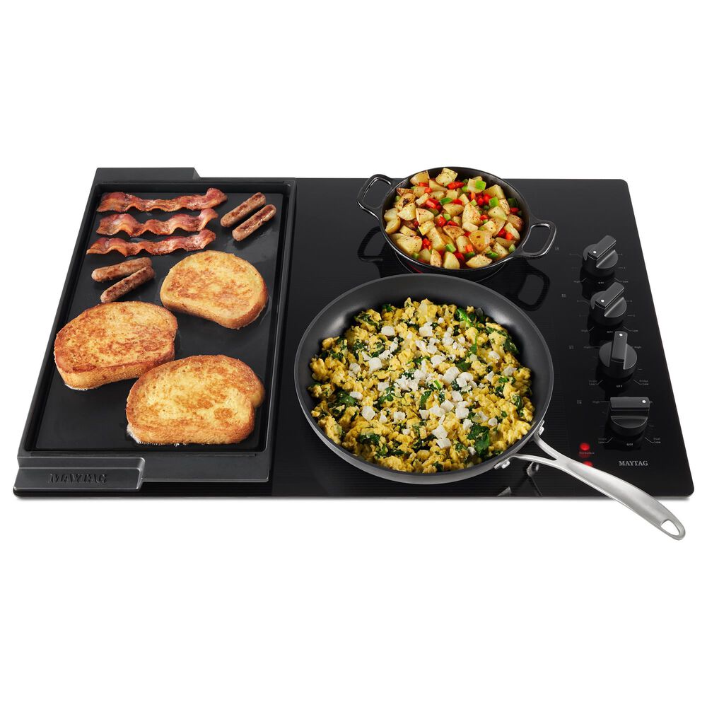 Maytag 2-Piece Kitchen Package with 30&quot; Wide Single Wall Oven with True Convection and 36&quot; Electric Cooktop in Stainless Steel and Black, , large