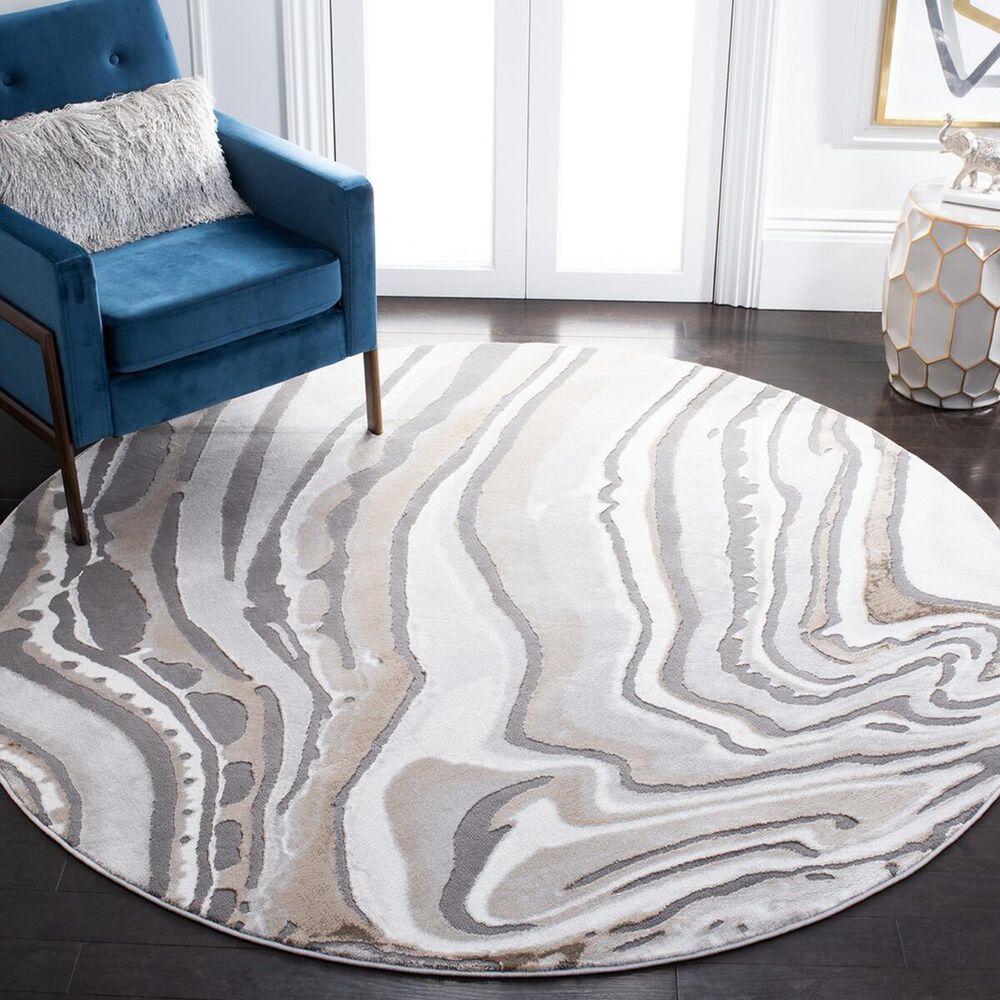 Safavieh Craft CFT843D 6&#39;7&quot; Round Gold and Grey Area Rug, , large