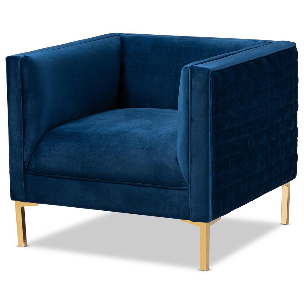 Baxton Studio Seraphin Arm Chair in Navy Blue, , large