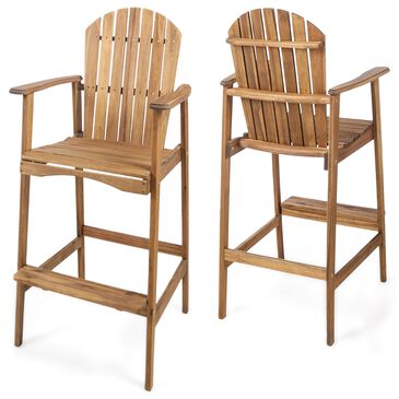 Noble House Malibu Patio Barstool in Natural Stained (Set of 2), , large