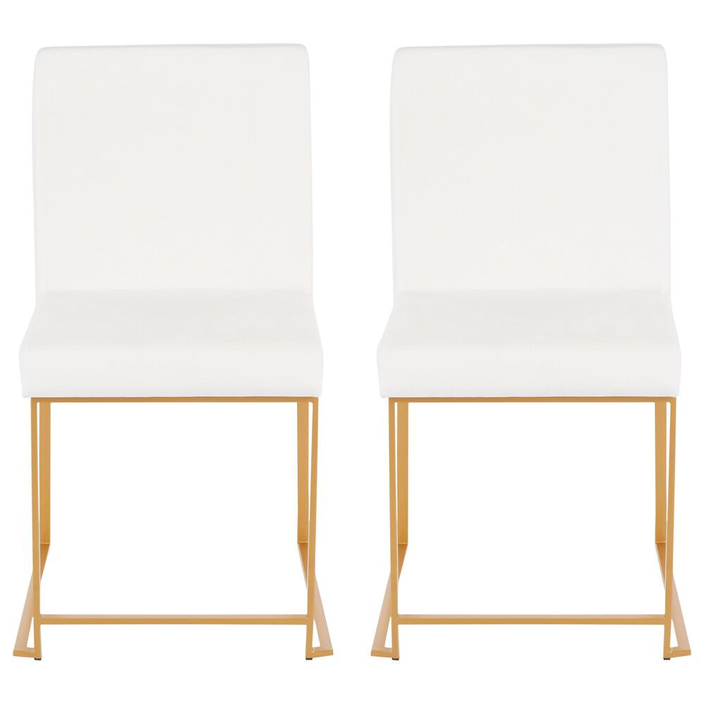Lumisource Fuji Dining Chair in White/Gold &#40;Set of 2&#41;, , large