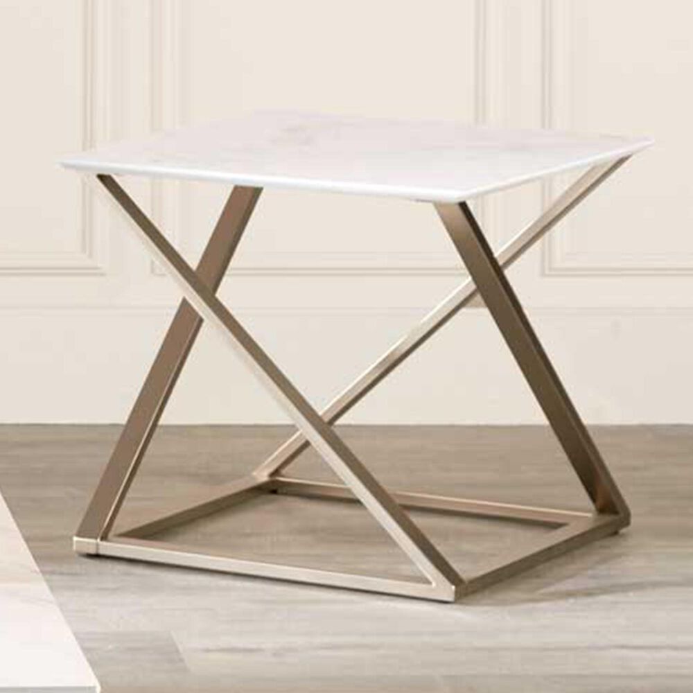 Steve Silver Zurich End Table in White and Pewter, , large