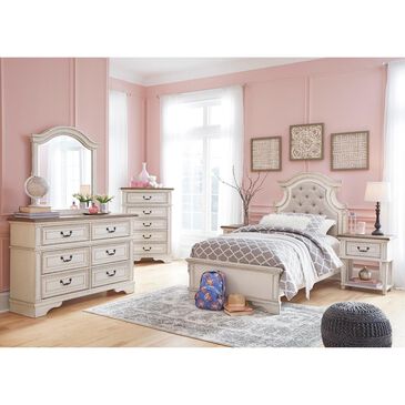 Signature Design by Ashley Realyn 4 Piece Twin Bedroom Set in Chipped White, , large