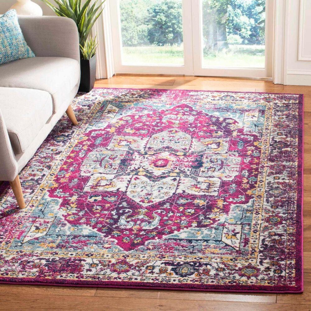 Safavieh Evoke EVK275R 5&#39;1&quot; x 7&#39;6&quot; Fuchsia and Ivory Area Rug, , large