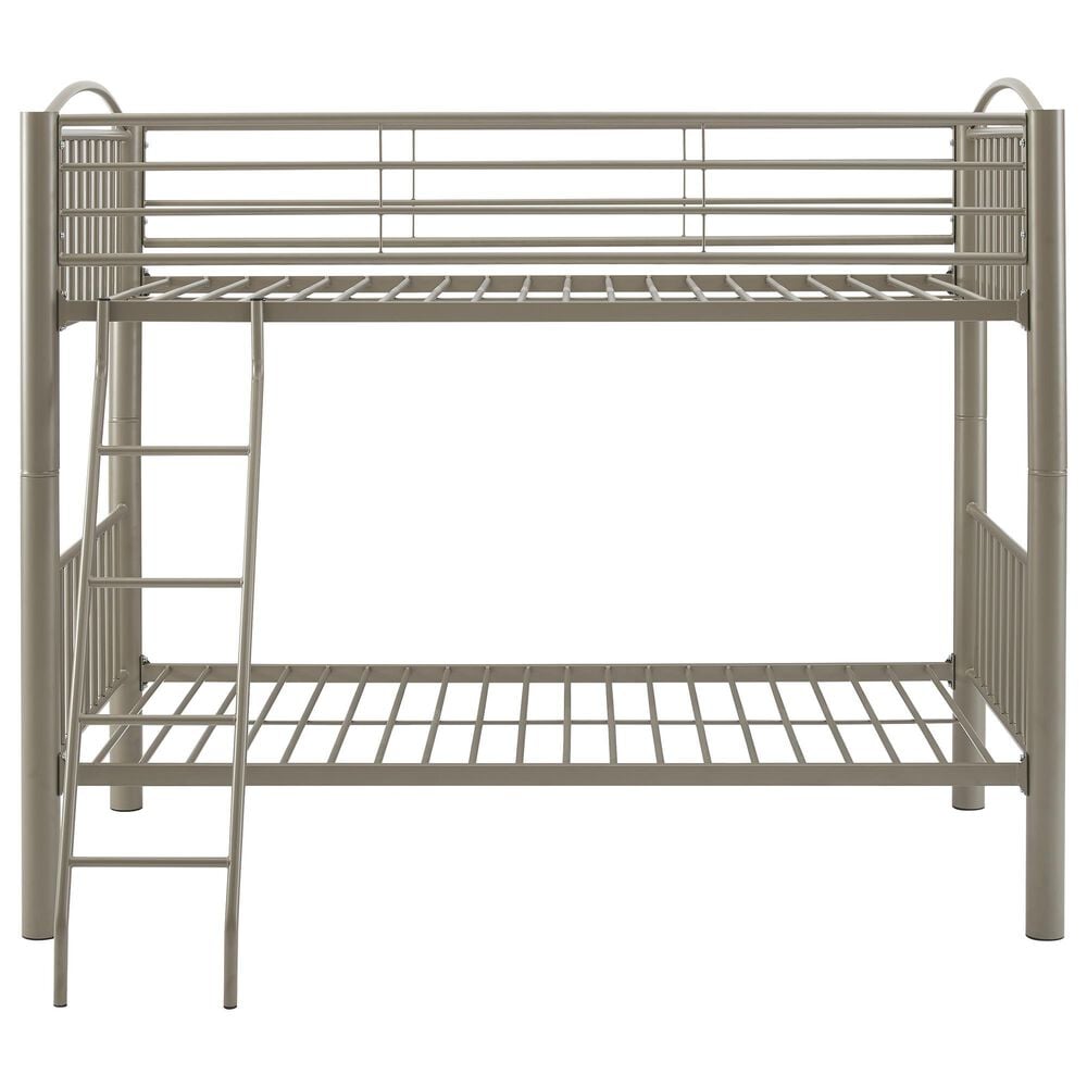 Linon Home Decor Heavy Twin Over Twin Bunk Bed in Pewter, , large