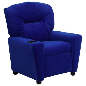 Flash Furniture Chandler Kids Microfiber Recliner with Cup Holder in Blue, , large