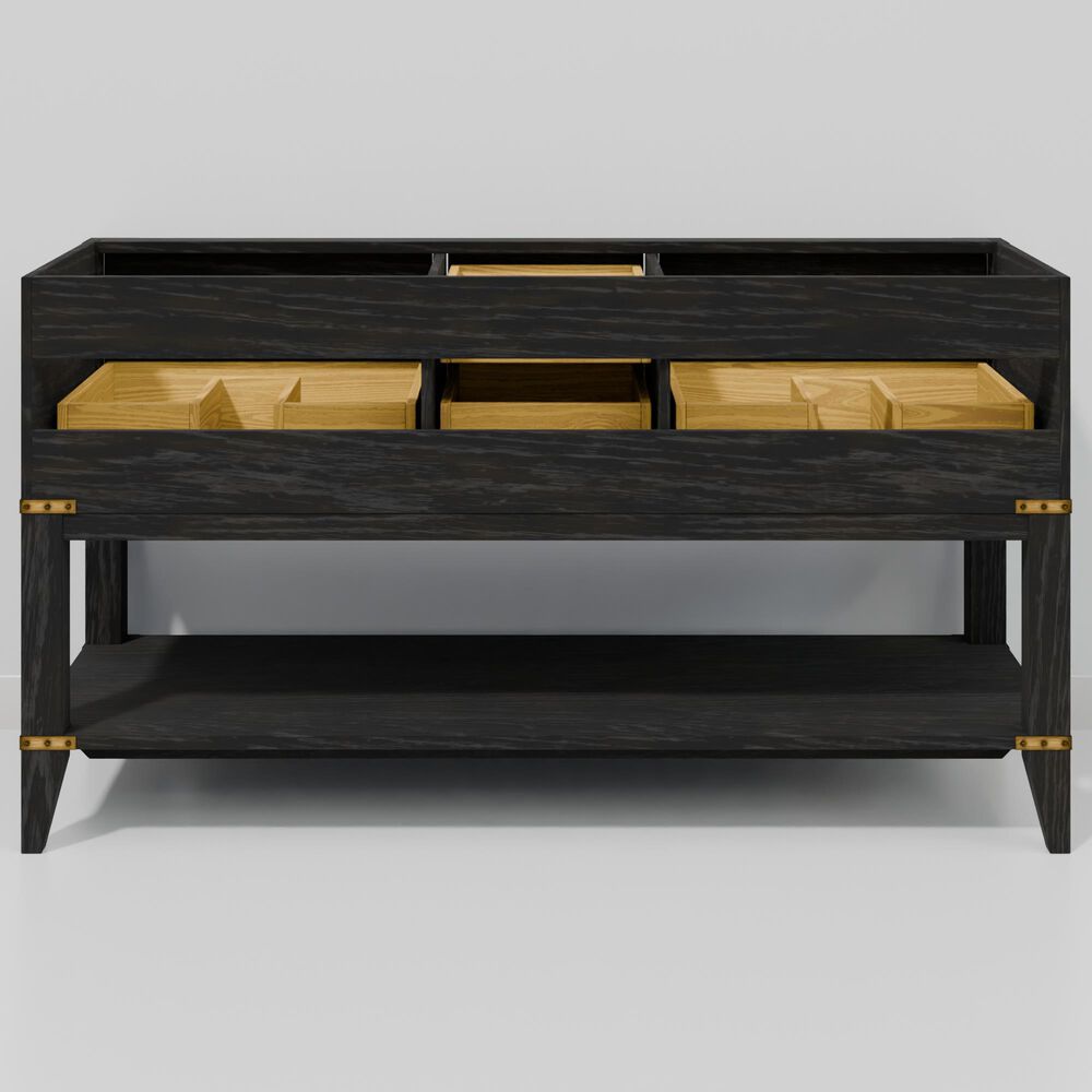 Lexora Home Norwalk 60" Double Bathroom Vanity in Black Oak with White Quartz Top and Rectangular Sinks, , large