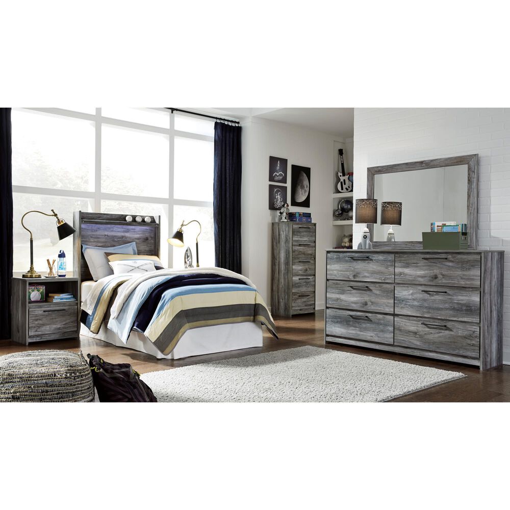 Ashley Baystorm 6 Drawer Dresser and Wide Frame Mirror in Gray, , large