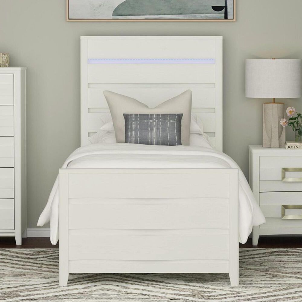 Mayberry Hill Tobias Twin Panel Bed with LED in White, , large