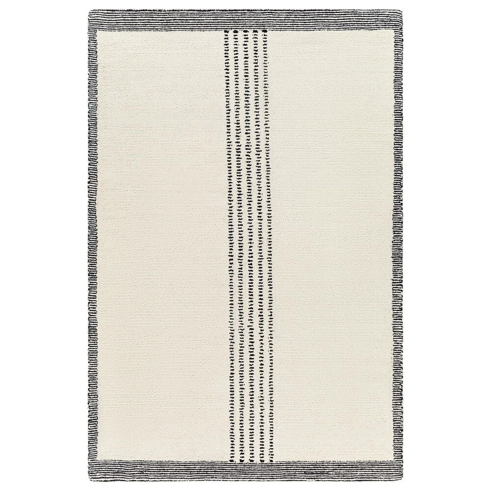Surya Brook Solid 9" x 12" Black and Butter Area Rug, , large