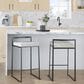 LumiSource Fuji 26" Stacker Counter Stool with Light Grey Cowboy Upholstery in Black (Set of 2), , large