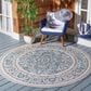 Safavieh Cabana CBN680N 6"7" Round Navy and Grey Indoor/Outdoor Area Performance Rug, , large