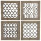 Maple and Jade 19" x 19" Square Home Wall Decor with Trellis Cutouts in Brown and Silver (Set of 4), , large