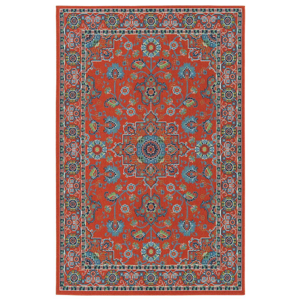 Kaleen Rugs Sunice 2"2" x 8" Tangerine, Light Blue, Navy, Ivory and Lime Green Runner, , large