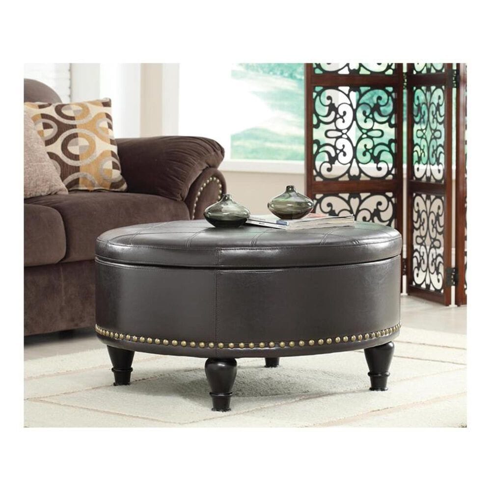 OSP Home Augusta Storage Ottoman in Espresso Bonded Leather, , large