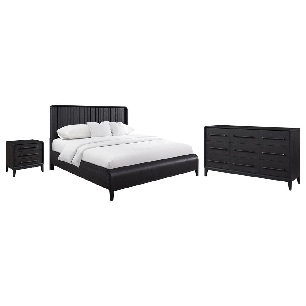 Sterling Timber Elure Queen Waterfall Panel Bed with Dresser and Nightstand in Peppercorn, , large