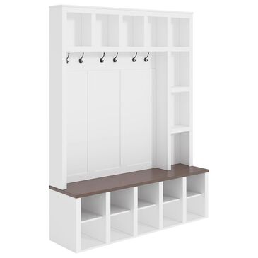HOMLUX 6-Hook Hall Tree with Cubbies in White, , large