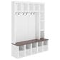 HOMLUX 6-Hook Hall Tree with Cubbies in White, , large