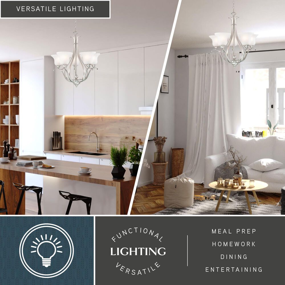 Vaxcel Monrovia 5-Light Chandelier in Brushed Nickel, , large