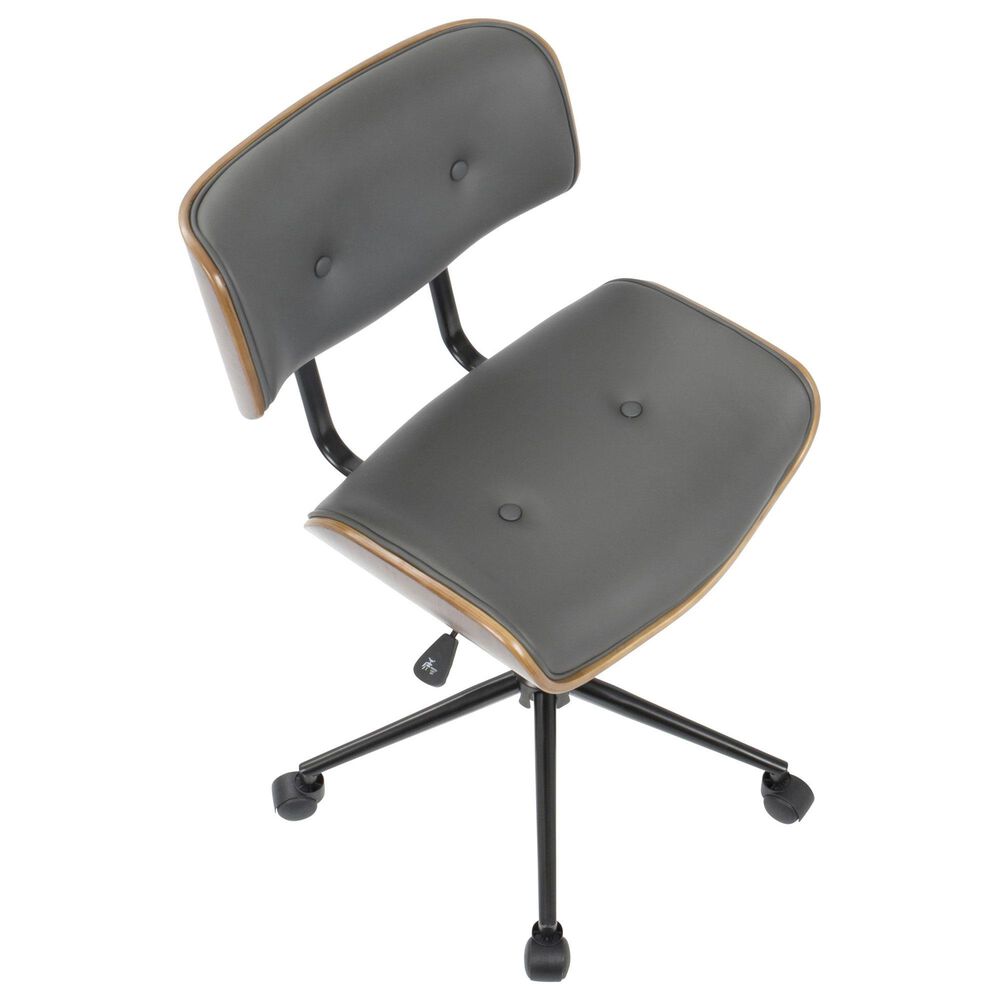 Lumisource Lombardi Desk Chair with Grey Cushion in Walnut and Black, , large