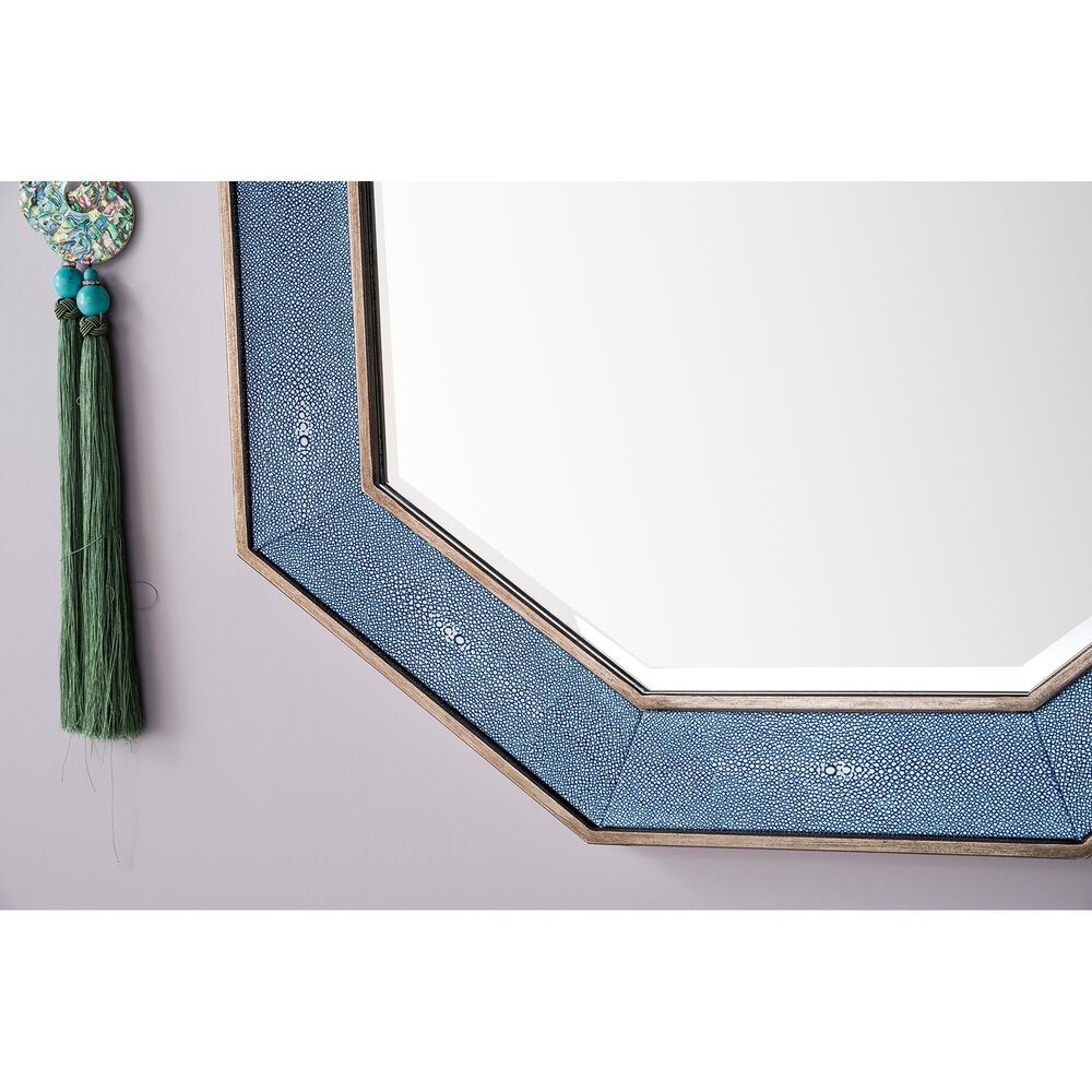 James Martin Tangent Mirror in Silver and Delft Blue, , large