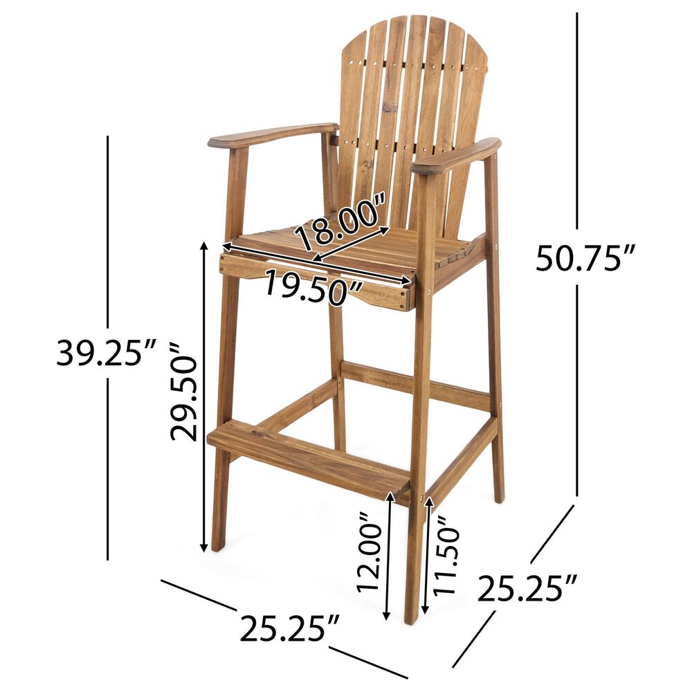 Hearth and Haven Outdoor Acacia Wood Adirondack Barstool in Natural Stained (Set of 2), , large