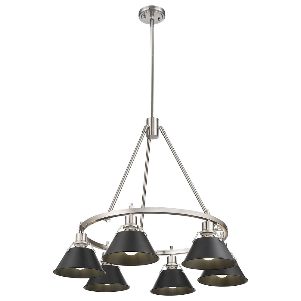 Golden Lighting Orwell 6-Light Chandelier with Matte Black Shade in Pewter, , large