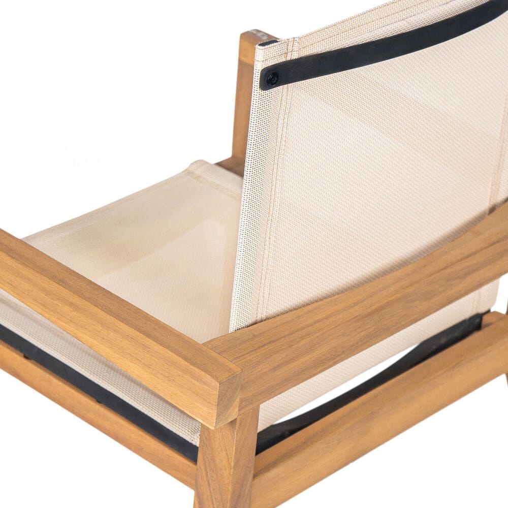 Hearth and Haven Belfast Patio Dining Chair with Beige Mesh Sling in Teak &#40;Set of 2&#41;, , large