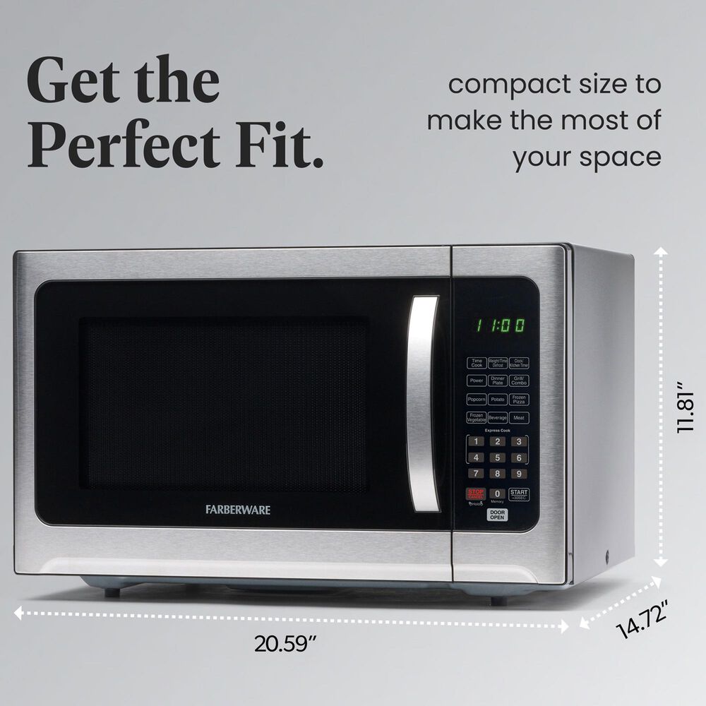 Faberware Professional 1.2 Cu. Ft. Microwave Oven in Stainless Steel, , large