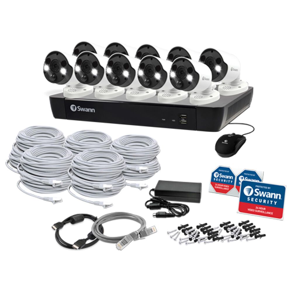 Swann 10 Camera 16 Channel 4k Ultra Hd Nvr Security System In White Nebraska Furniture Mart