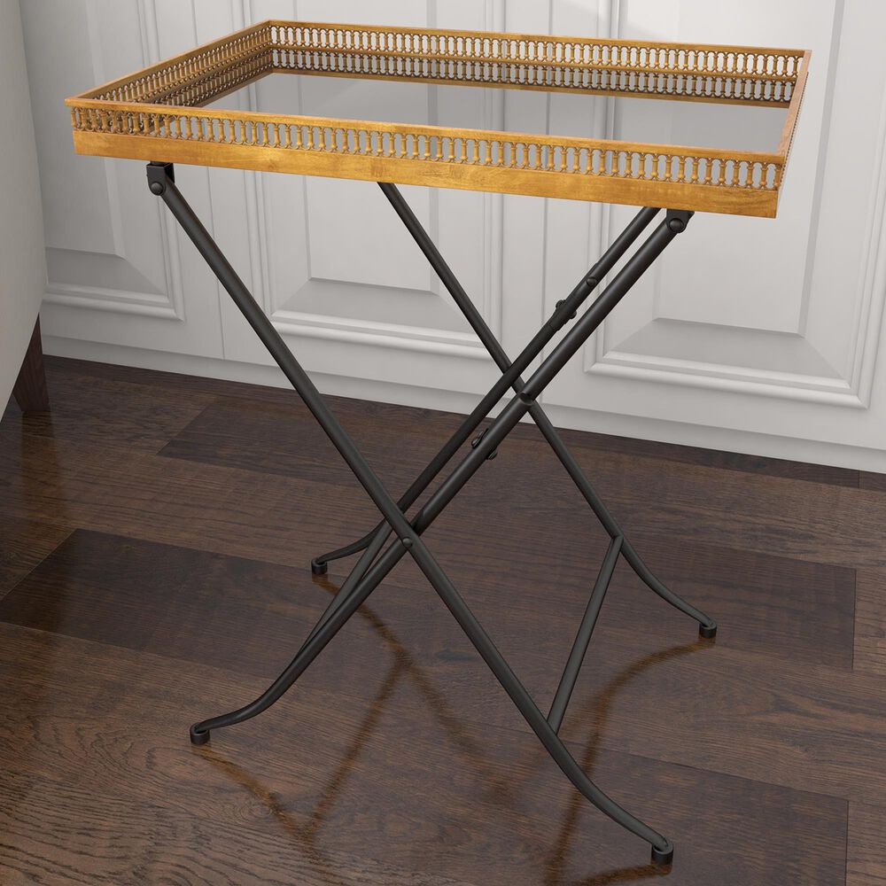 Maple and Jade Tray Top Accent Table in Gold and Black, , large