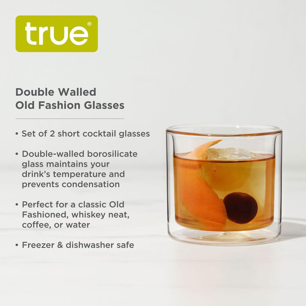 True Walled Old Fashioned Glasses in Clear &#40;Set of 2&#41;, , large