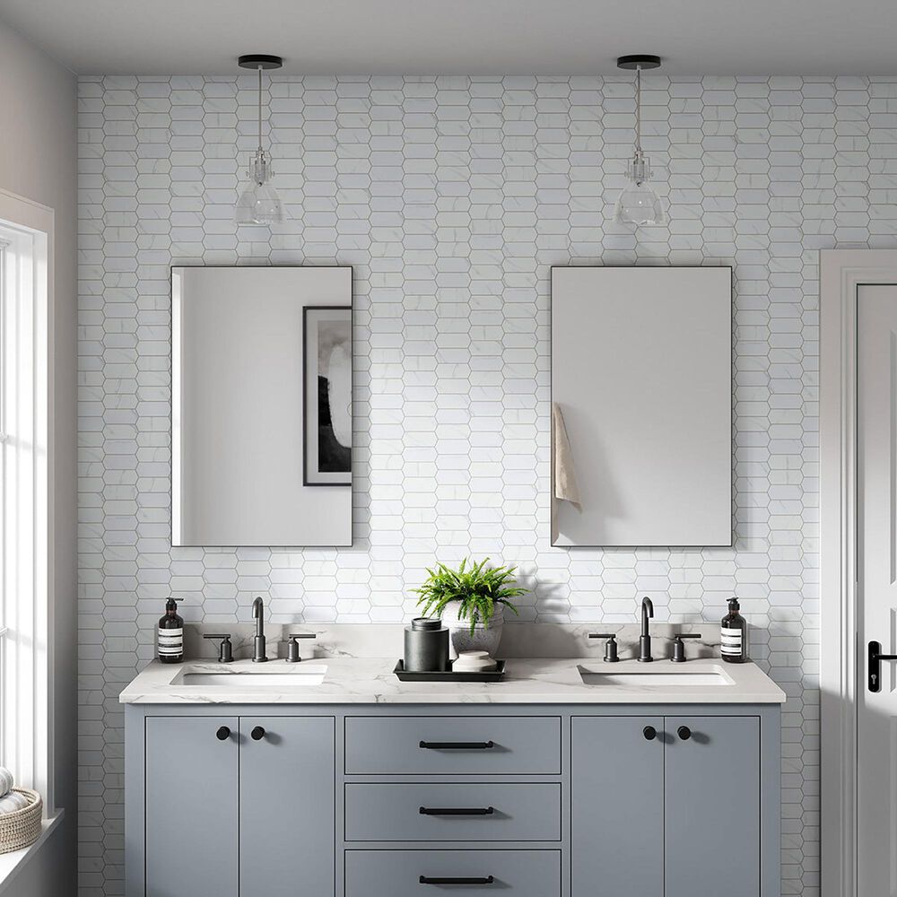 Emser Elegan Calacata 10&quot; x 14&quot; Thicket Porcelain Mosaic Sheet, , large