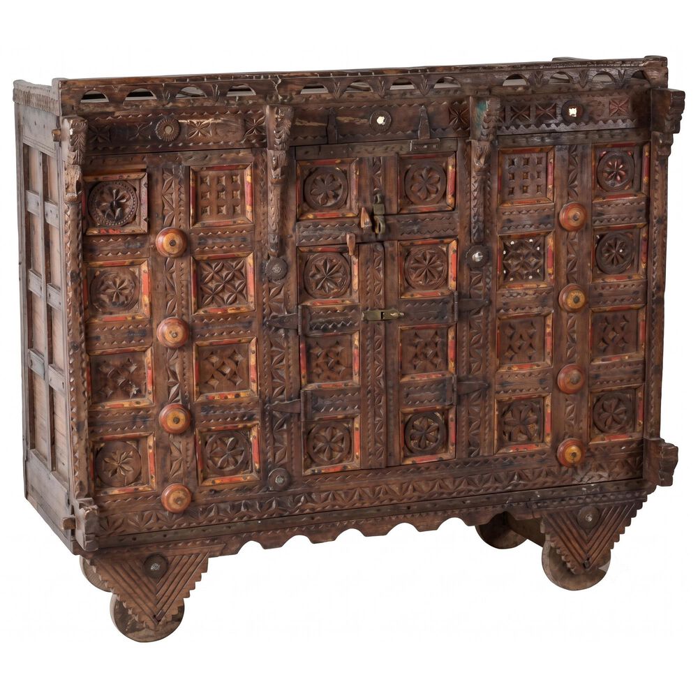 Jaipur Home One of A Kind Old Damachiya for God Cloth Cabinet in Brown, , large